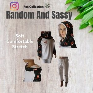 Boys Warm Stretchy Comfortable Fox Hoodie Outfit